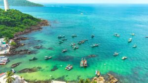 Aerial,View,Of,Wooden,Fishing,Boat,On,Sea,An,Thoi