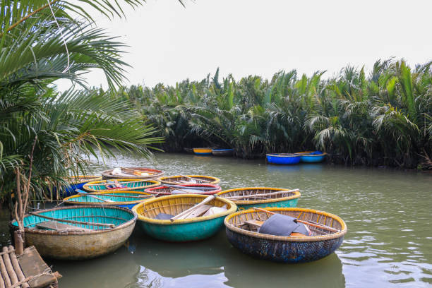 Traditional Vietnamese Basket Fishing Boats. Hoi An, Vietnam